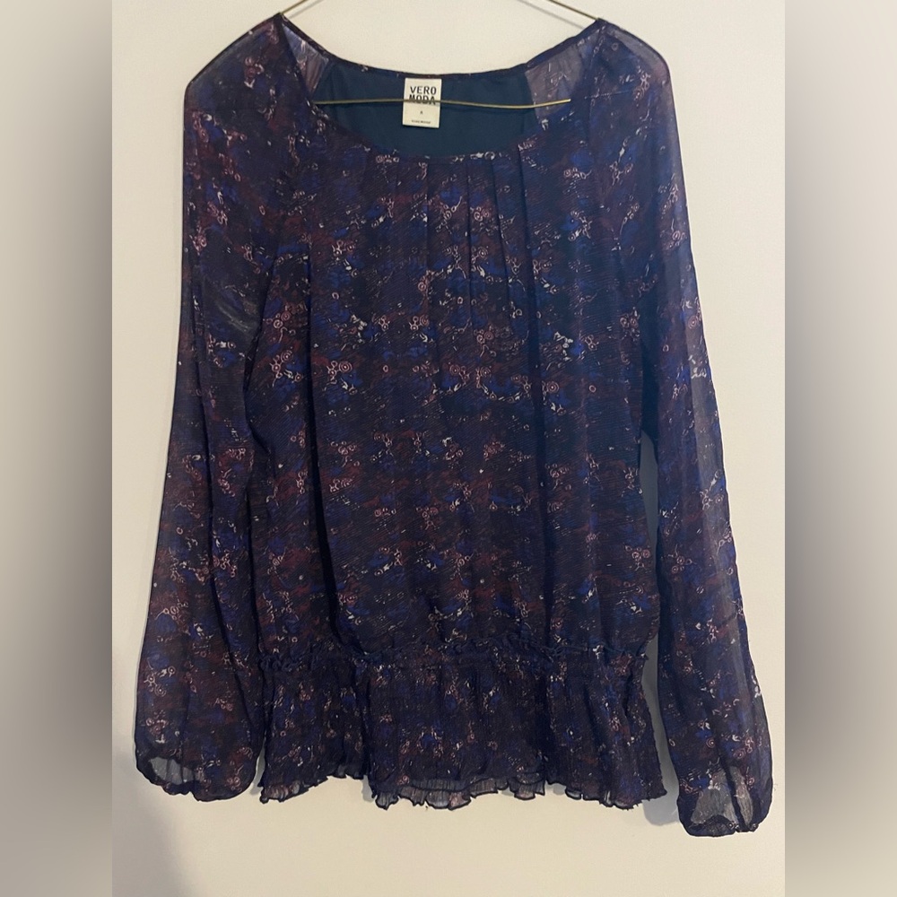 Floral Sheer Women's Top - Purple